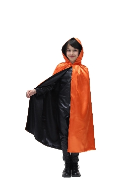 MANTELLO CAPPUCCIO DOUBLE ARANCIO-NERO BAMBINO